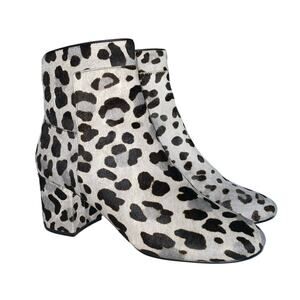 Cole Haan Booties Animal Print Leather Fur Mob Wife Stacked Heel Size 8.5